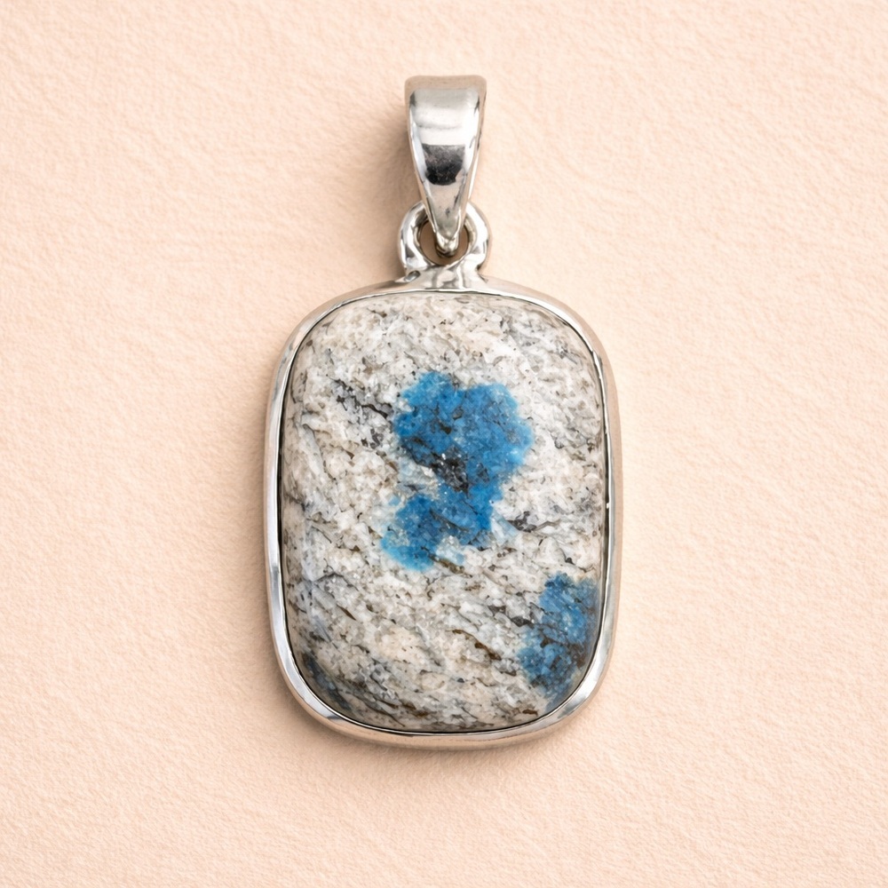K2 Jasper / Azurite Granite Pendant | 925 Sterling Silver Crown Chakra NEW #552 - Picture 2 of 6